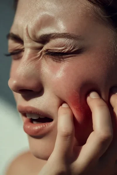Dentist examining a patient during an emergency dental visit
